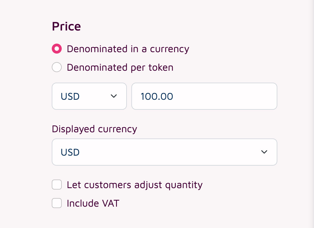 Price in fiat currency